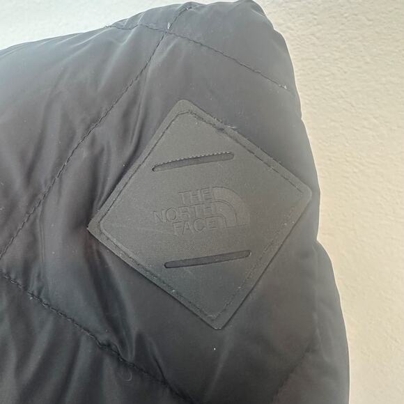The North Face black longline diamond quilted hooded puffer parka coat jacket S - Picture 4 of 7